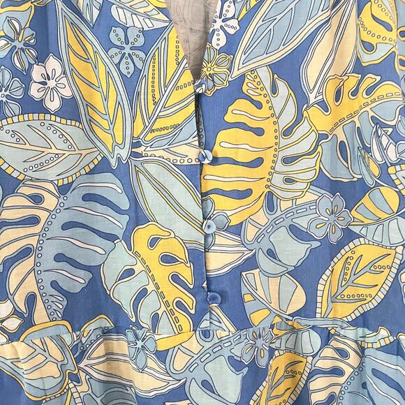 J.McLauglin leaf print linen Maxi dress - Picture 9 of 10